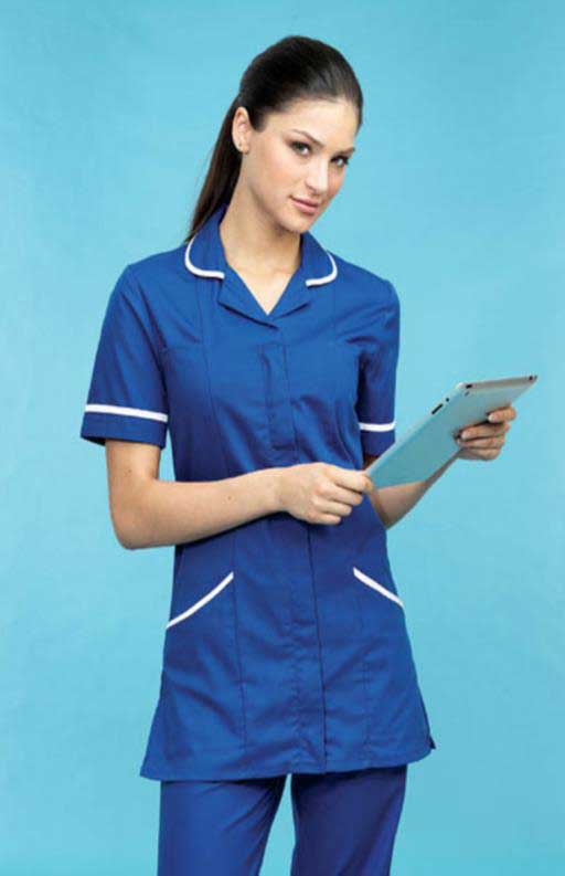 Royal Blue Ladies Womens Healthcare Support Worker Nurse Uniform Tunic ...